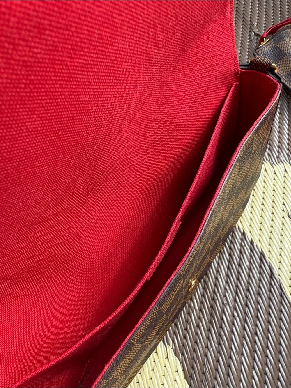 Louis Vuitton Brown Checkered Envelope Crossbody with Gold Chain